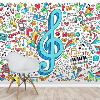 music g clef groovy doodles vector illustration set wallpaper