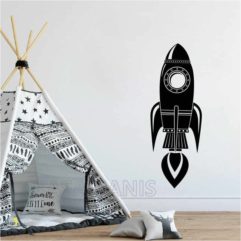 Rocket Ship Wall Art Decal Boys Room Decor Cosmic Space Vinyl Art Sticker For Home Kids q50