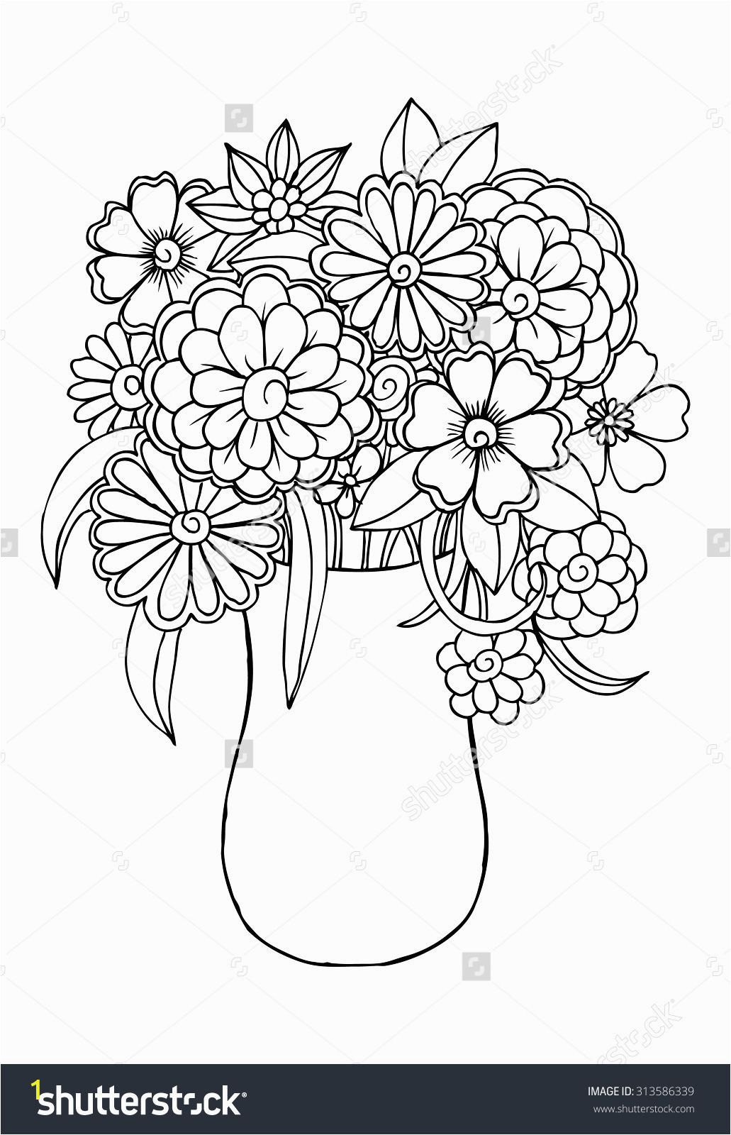 Rose Bouquet Coloring Pages Vector Bouquet Of Flowers In A Vase