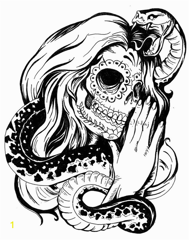 Rose Coloring Pages for Girls Sugar Skull Tattoo Line Drawing Rose Tatoo