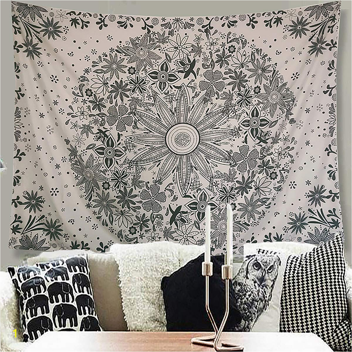 Rose Metal Wall Mural athorbot Bohemian Tapestry Wall Hanging Hippie Mandala Tapestry White Floral Wall Art Collage Dorm Home Decor Beach 80 X 60 Inch