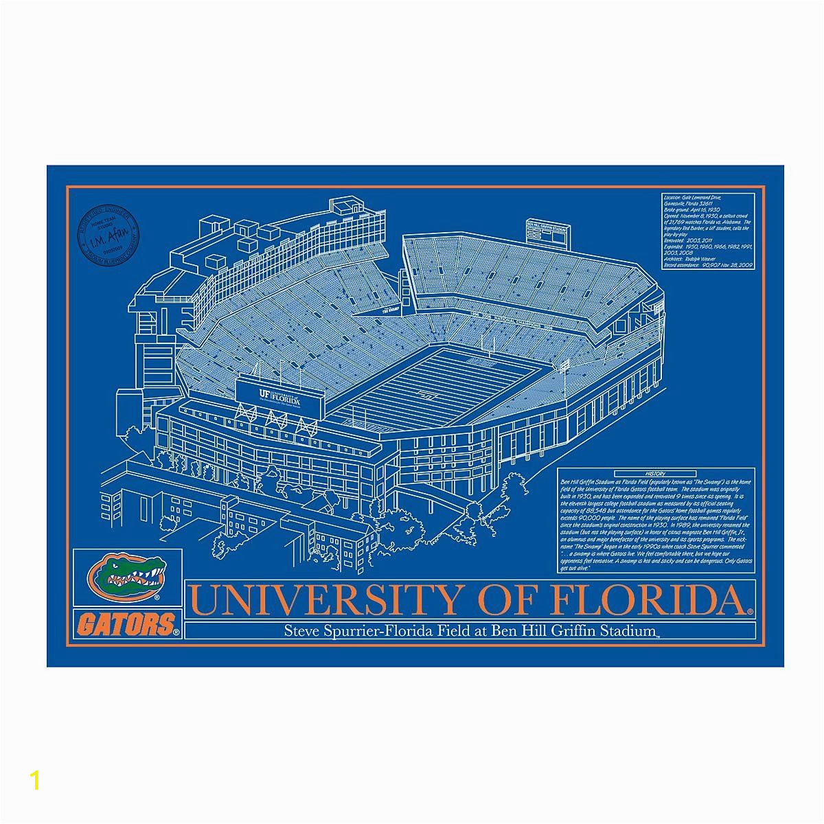 Royals Stadium Wall Mural Auburn University College Football Stadium Blueprint