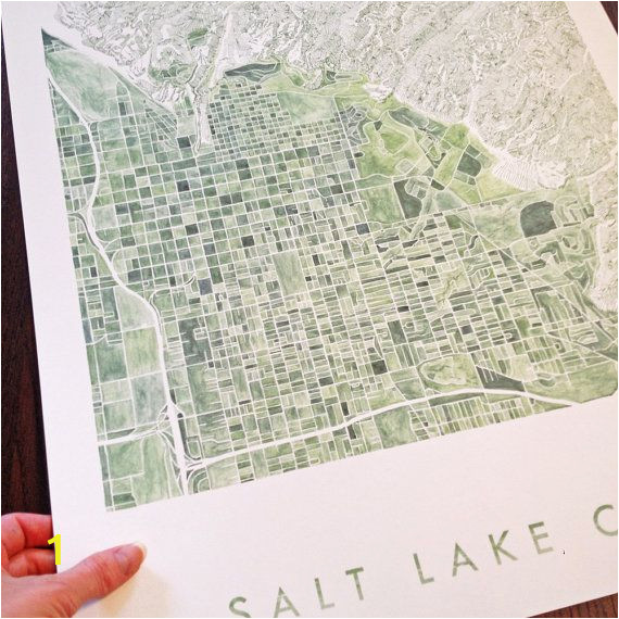 Salt Lake City Wall Murals Salt Lake City Map Watercolor Print Utah City Block Plan