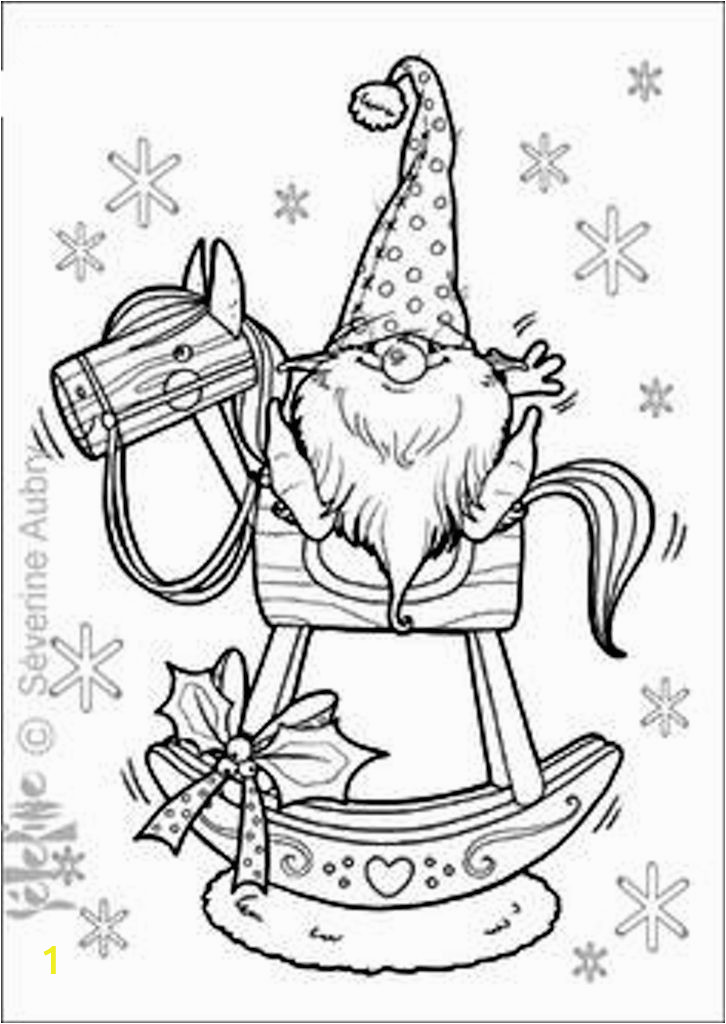 Santa Christmas Coloring Pages tomte On Rocking Horse