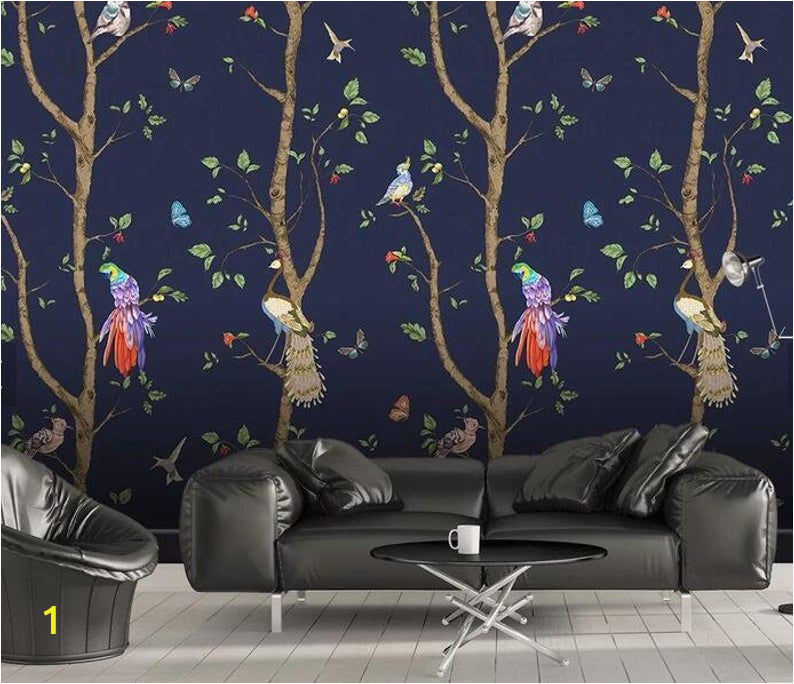 Self Adhesive Wall Murals Stickers 3d Cartoons Tree Parrot Wallpaper Removable Self Adhesive