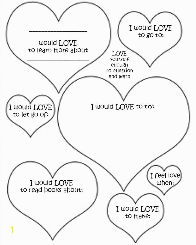 Self Esteem Coloring Pages Valentines Worksheets