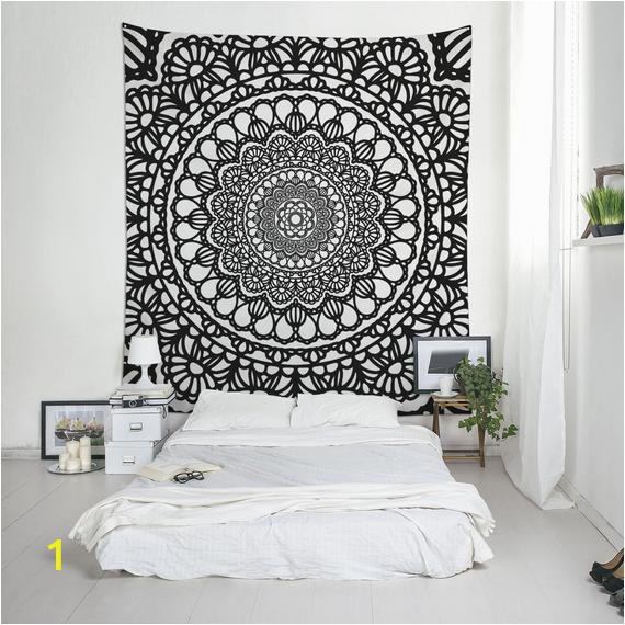 Shabby Chic Wall Murals Boho Tapestry Mandala Wall Art Shabby Chic Decor Fabric Wall Hanging Black and White or Custom Color Bedroom Living Room Decor Sp061