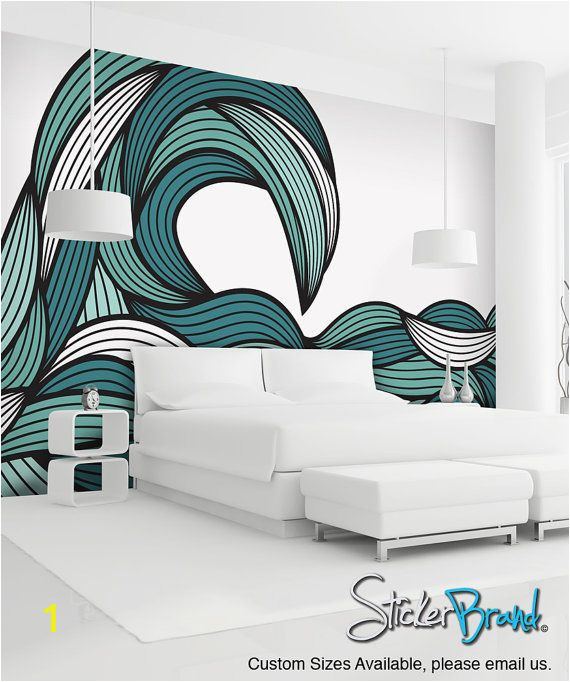 Simple Wall Mural Paintings Items Similar to Wall Mural Decal Sticker Bristle Ocean Wave