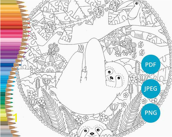 Sloth Coloring Pages for Kids Sloth Coloring Pages Adult Coloring Book Printable Coloring Pages for Adults Sloth Lineart Sloth Print Pdf Download