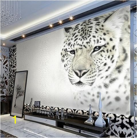 Snow Leopard Wall Mural Custom 3d White Leopard Wallpaper Mural Stylish Backdrop