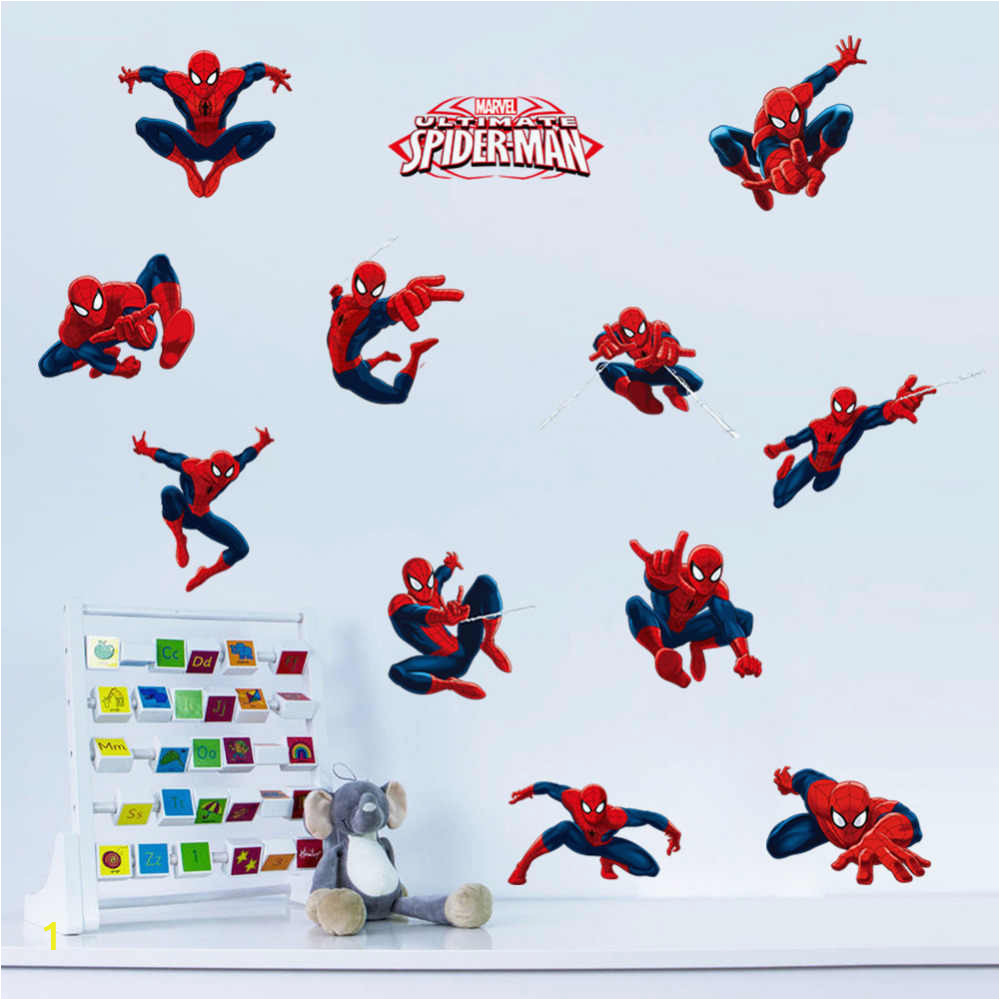 Spiderman Wall Mural Decal Diy 11 Pose Spiderman Decorative Wall Stickers for Nursery Kids Room Decorations Pvc Super Hero Decor Wall Mural Art Home Decals