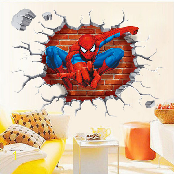 Spiderman Wall Mural Sticker 3d Printed Spiderman Wall Decor Kid S Room Stickers Halloween Christmas Decoration Eco Friendly Pvc Decals American Superhero Wall Removable Stickers