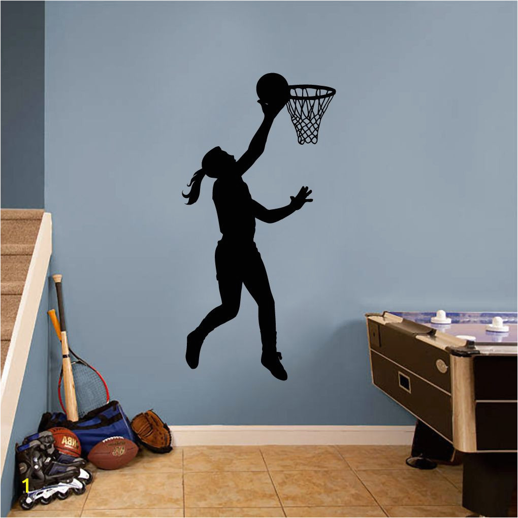 Sports Wall Murals Cheap Basketball Girl Layup Wall Decal