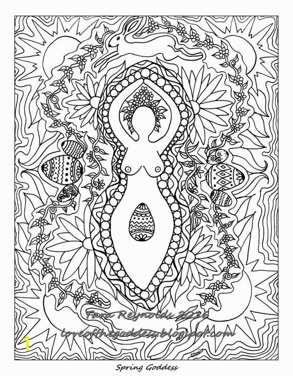 Spring Equinox Coloring Pages Ostara Goddess Mandala Coloring Page