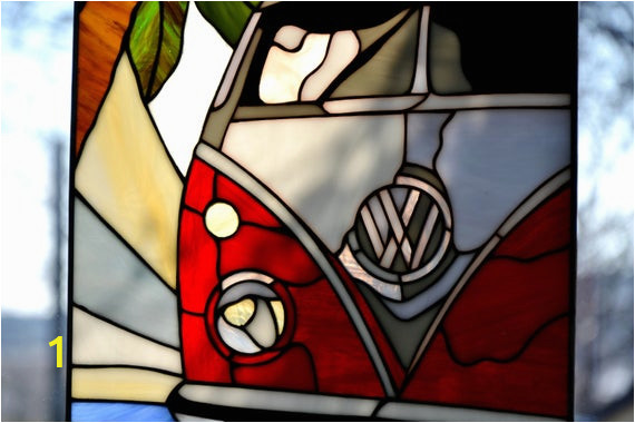 Stained Glass Wall Murals Stained Glass Panel Suncatcher Window Pendant Wall Hanging Hippie Bus Stained Glass Picture Surfboard Handmade Home Decor