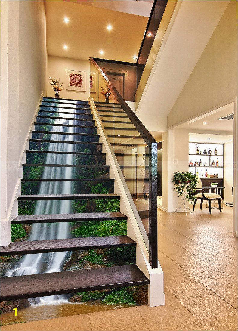 Staircase Wall Mural Ideas 3d Flying Waterfall 110 Stair Risers 3d In 2019
