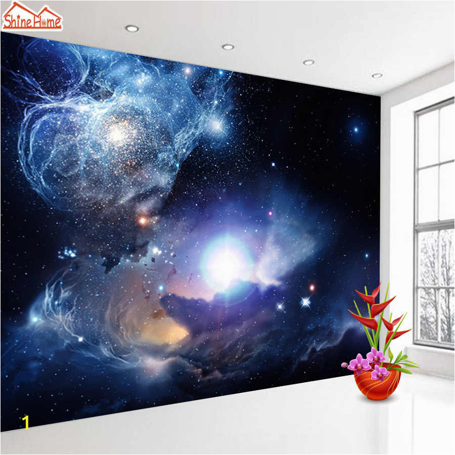 Starry Night Wall Mural Shinehome Starry Night Space Star Planet Wallpaper Murals
