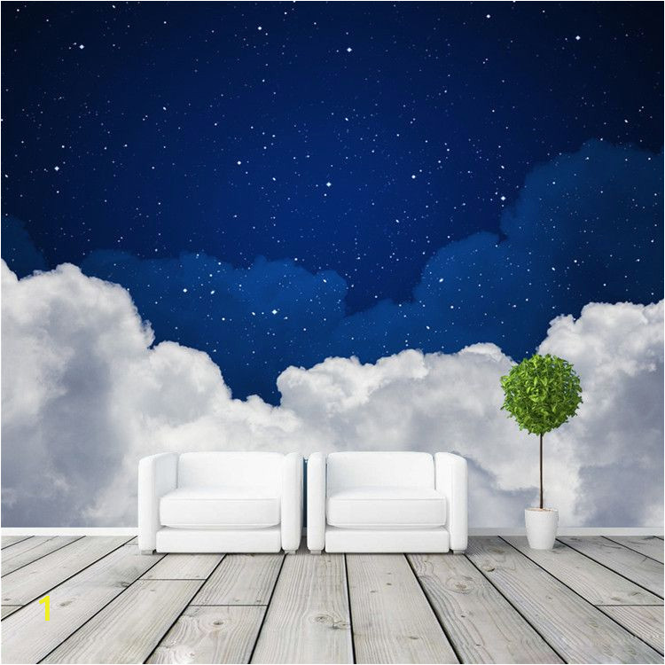 Starry Sky Wall Mural Night Sky Wallpaper Galaxy Wallpaper Custom 3d Clouds