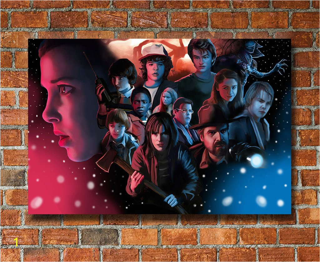 Stranger Things Wall Mural Stranger Things Inspired Canvas Framed Wall Art Fan Art