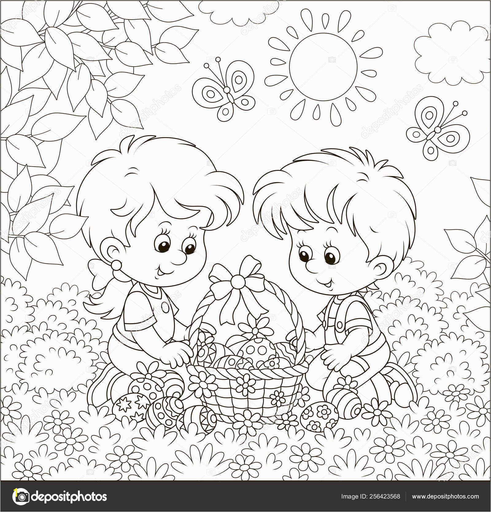 depositphotos stock illustration little children decorated easter basket