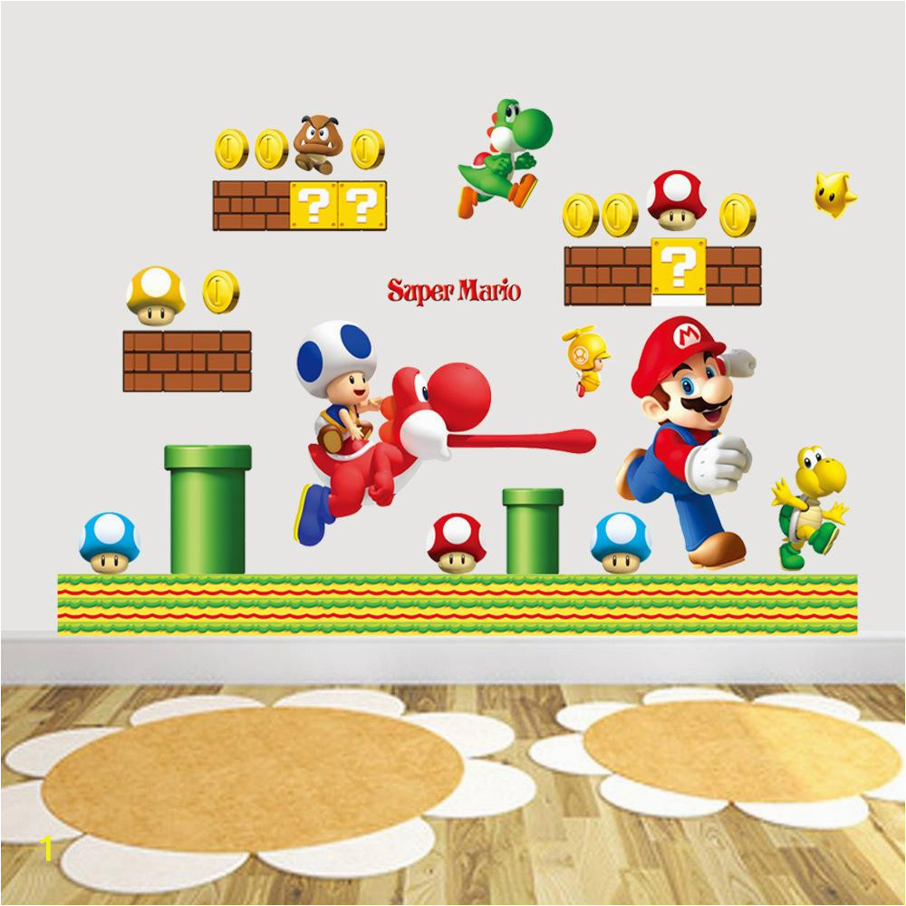 Super Mario Brothers Wall Murals Großhandel Heißer Verkauf Neue Cartoon Wandaufkleber Super Mario Bros Vinyl Removable Decals Kinder Kindergarten Freies Verschiffen Von Billshuiping