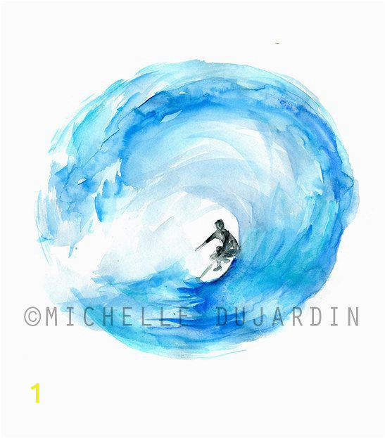 Surf Wave Wall Mural Surfer Watercolor Art Surf Painting Giclee Print Surf