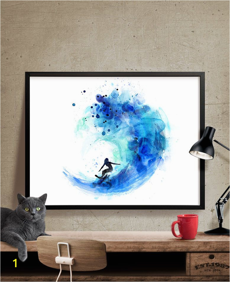 Surfing Wall Murals Posters Surf Watercolor Art Surf Print Watercolor Painting