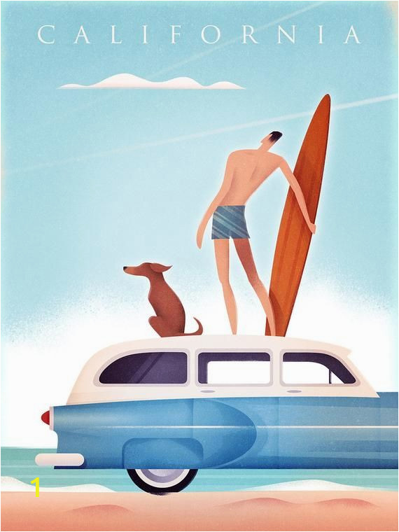 Surfing Wall Murals Posters Vintage Travel Poster Instant Download California