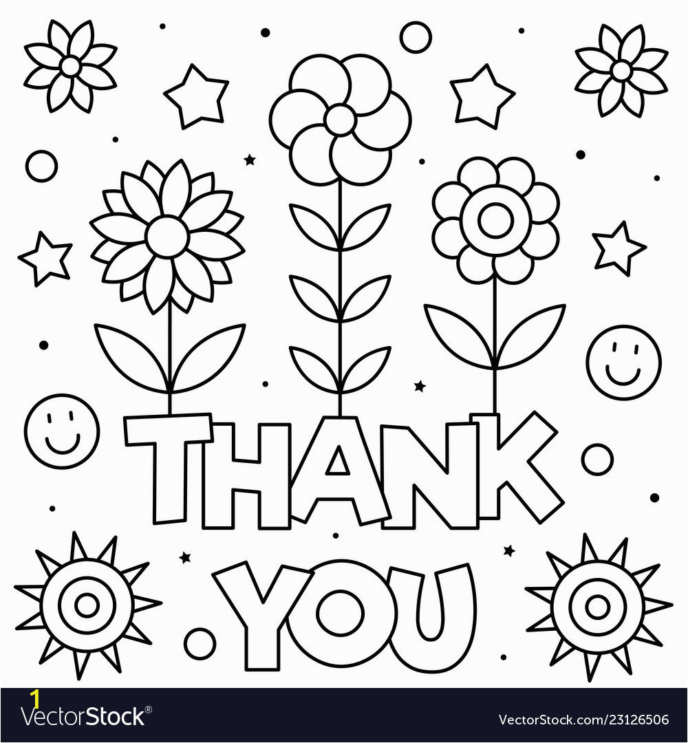 thank you coloring page black and white vector