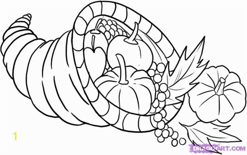 Thanksgiving Basket Coloring Pages Cornucopia