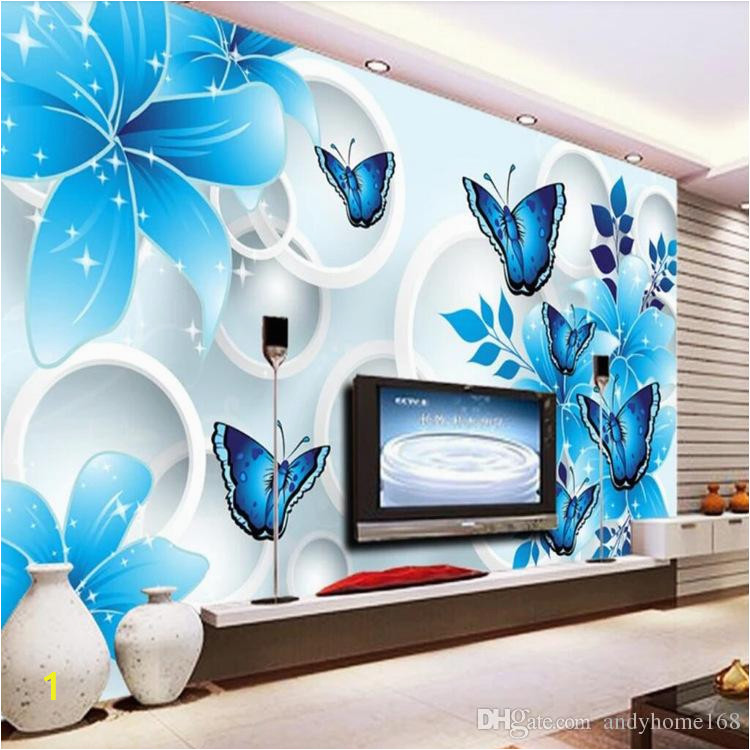 The Wall Mural Store Simple Wallpaper 3d Mural Tv Background Wall Mural Living Room Wall Covering Blue Lily Custom Wallpaper sofa Background Wall