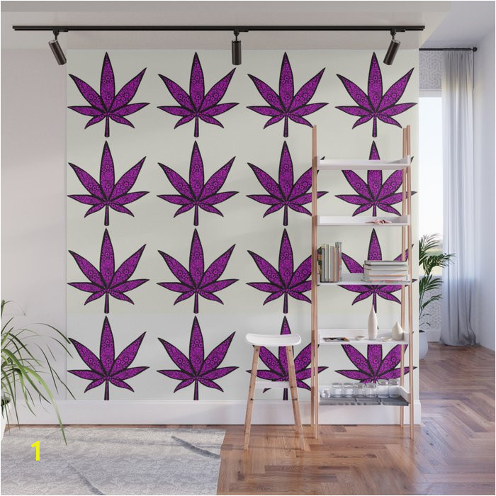 filigree floral cannabis leaf 4x4 tile wall murals