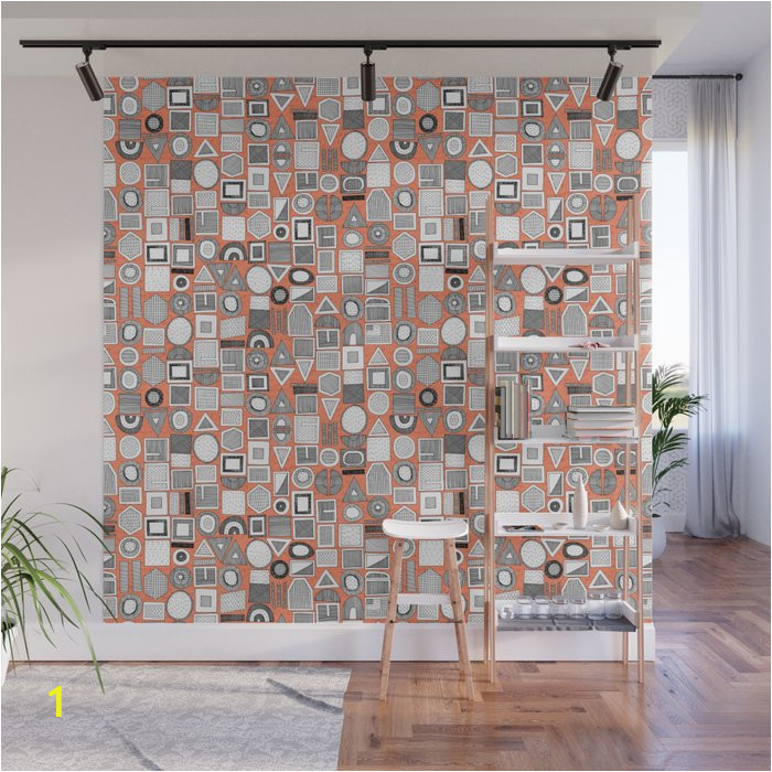 frisson memphis bw orange wall murals