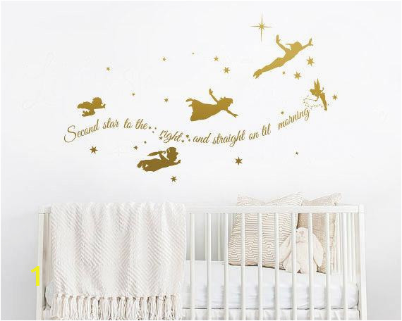 Tinkerbell Wall Mural Uk Second Star to the Right Peter Pan Wall Decal Tinkerbell Wall Decal Peter Pan Wall Sticker Disney Decal Stars Decal Nursery Rta1903