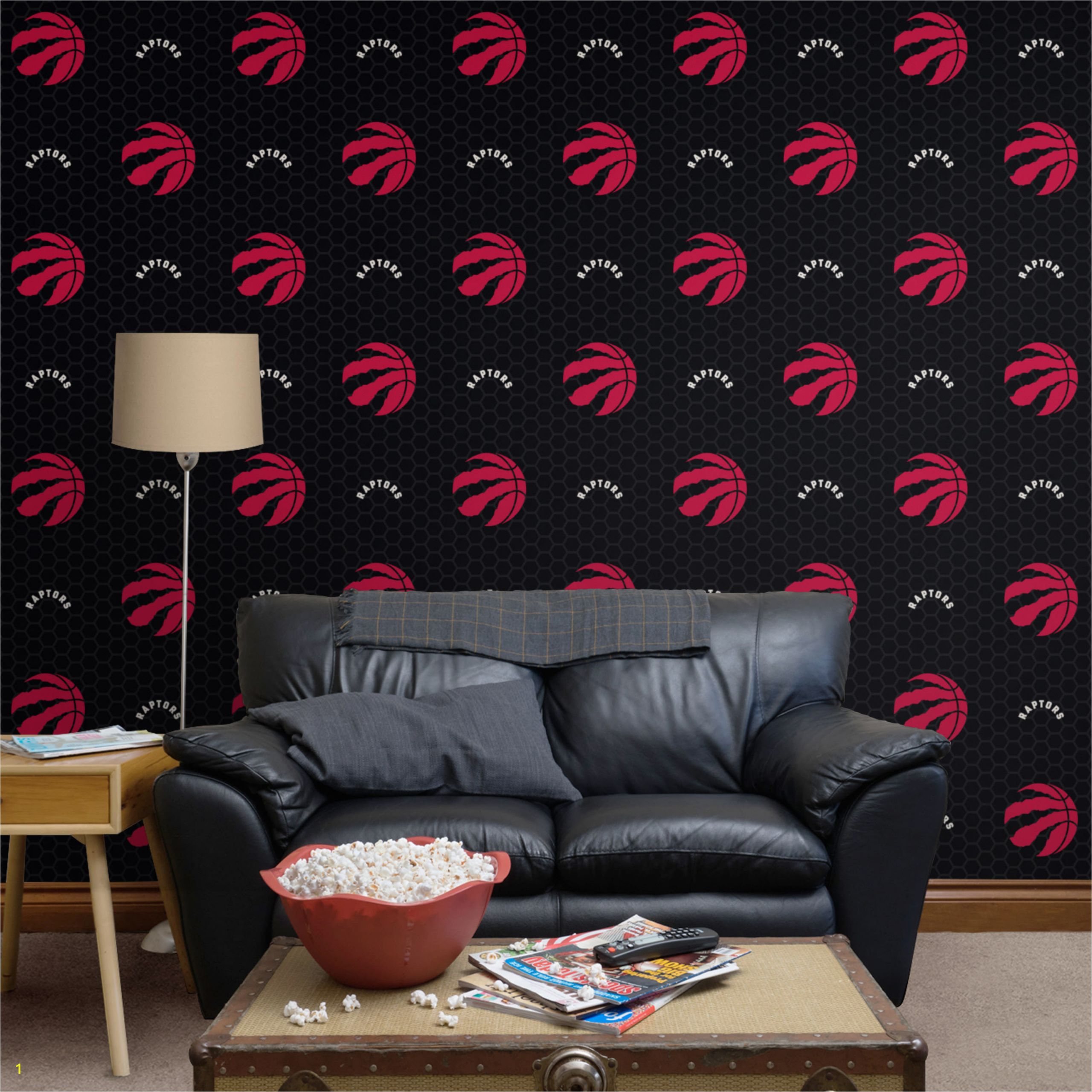 Touch Of Modern Wall Mural toronto Raptors Logo Pattern Black Ficially Licensed Removable Wallpaper