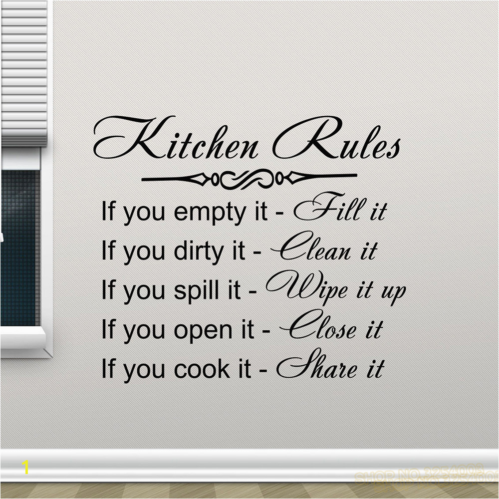 Kitchen Rules Wall Decal Decor Sign Quote Vinyl Sticker Poster Home Gifts Removable Art Mural Home