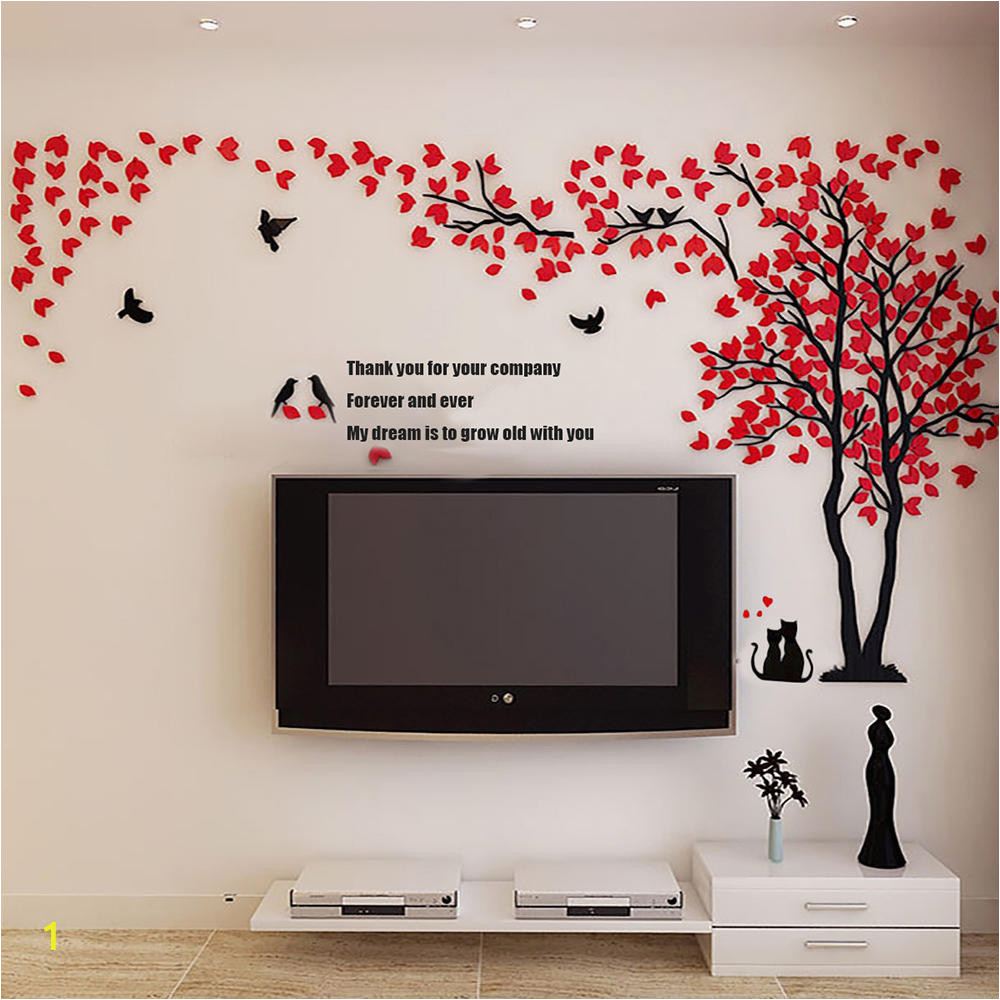 Tree Branch Wall Mural Acrylic 3d Tree Cat Wall Sticker Decal Home Living Room Background Mural Decor