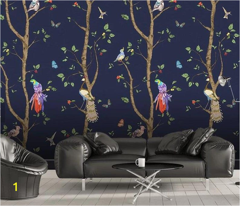 Tree Photo Wall Mural 3d Cartoons Tree Parrot Wallpaper Removable Self Adhesive