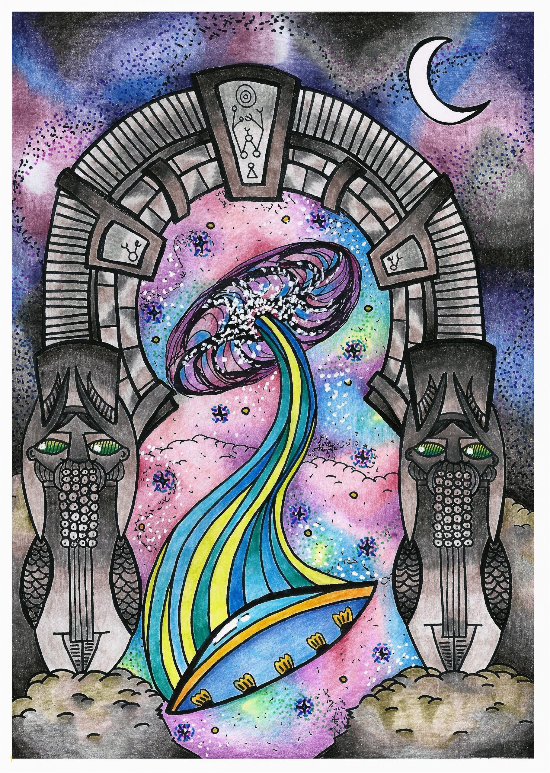 Trippy Coolest Coloring Page Woah Trippy and Beautiful Finished Portal Coloring From