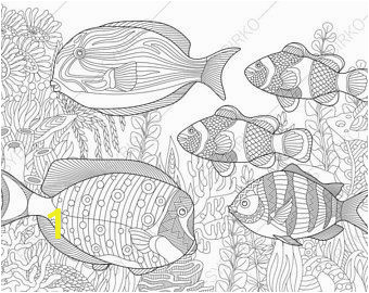 Tropical Fish Coloring Pages Coloring Pages for Adults Tropical Fishes Adult Coloring