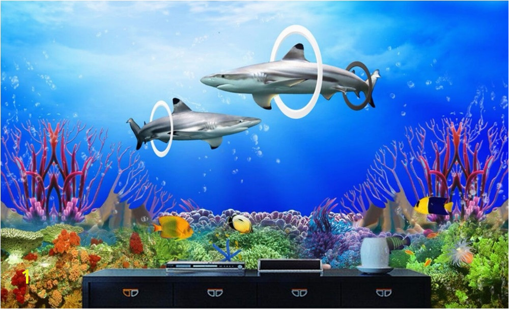 Custom photo 3d room wallpaper Coral reef sharks home improvement decoration painting 3d wall murals wallpaper