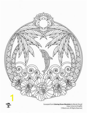 Tropical Flower Coloring Pages Tropical Beach and Dolphin Ocean Mandala Adult Coloring Page