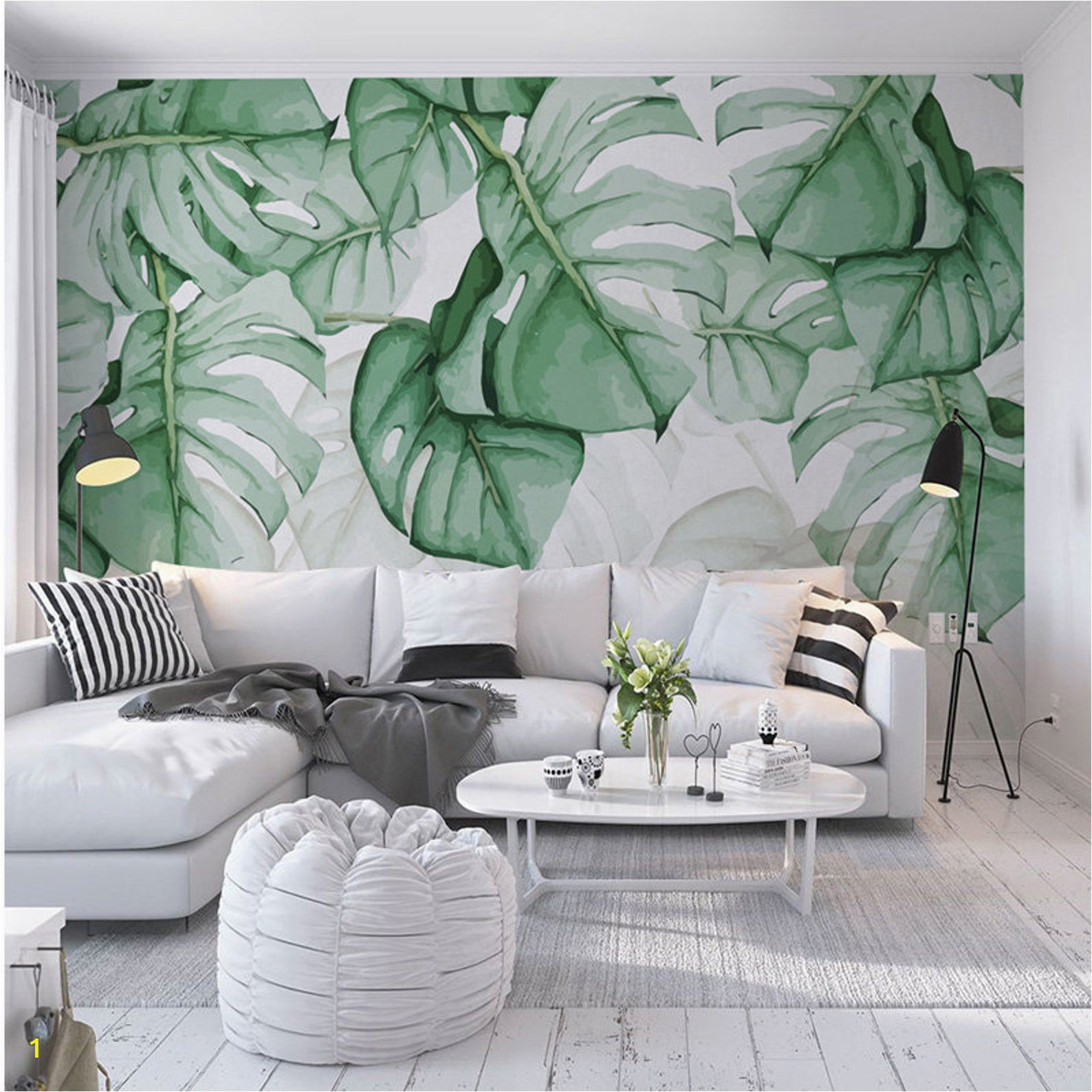 Tropical Leaves Wall Mural Pin On Home Decor Ideas