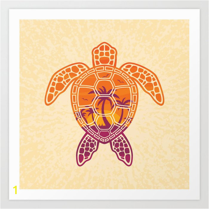 tropical sunset sea turtle design prints