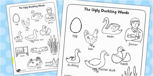 T T Ugly Duckling Words Colouring Sheet