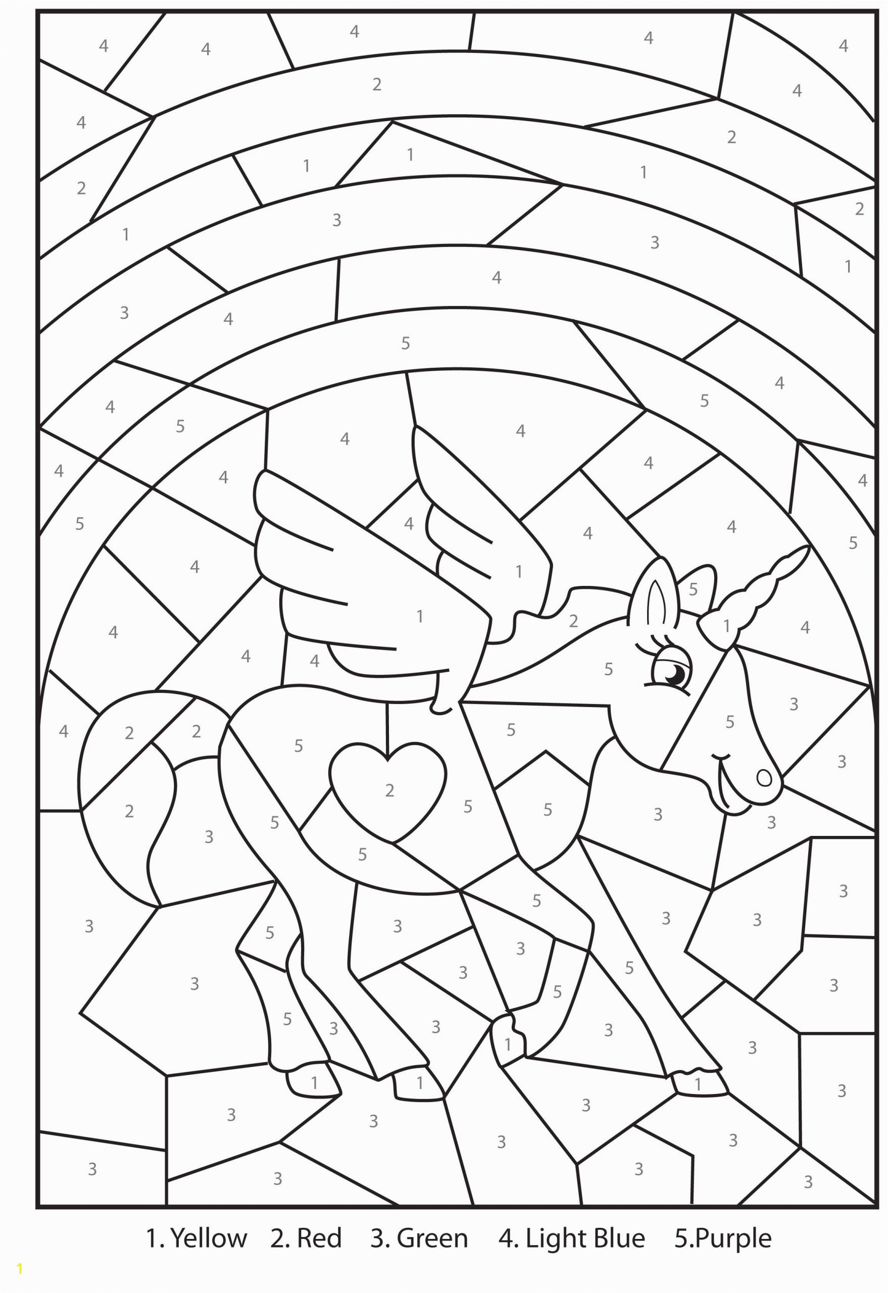 Unicorn Color by Number Coloring Pages Christmas Colour by Numbers