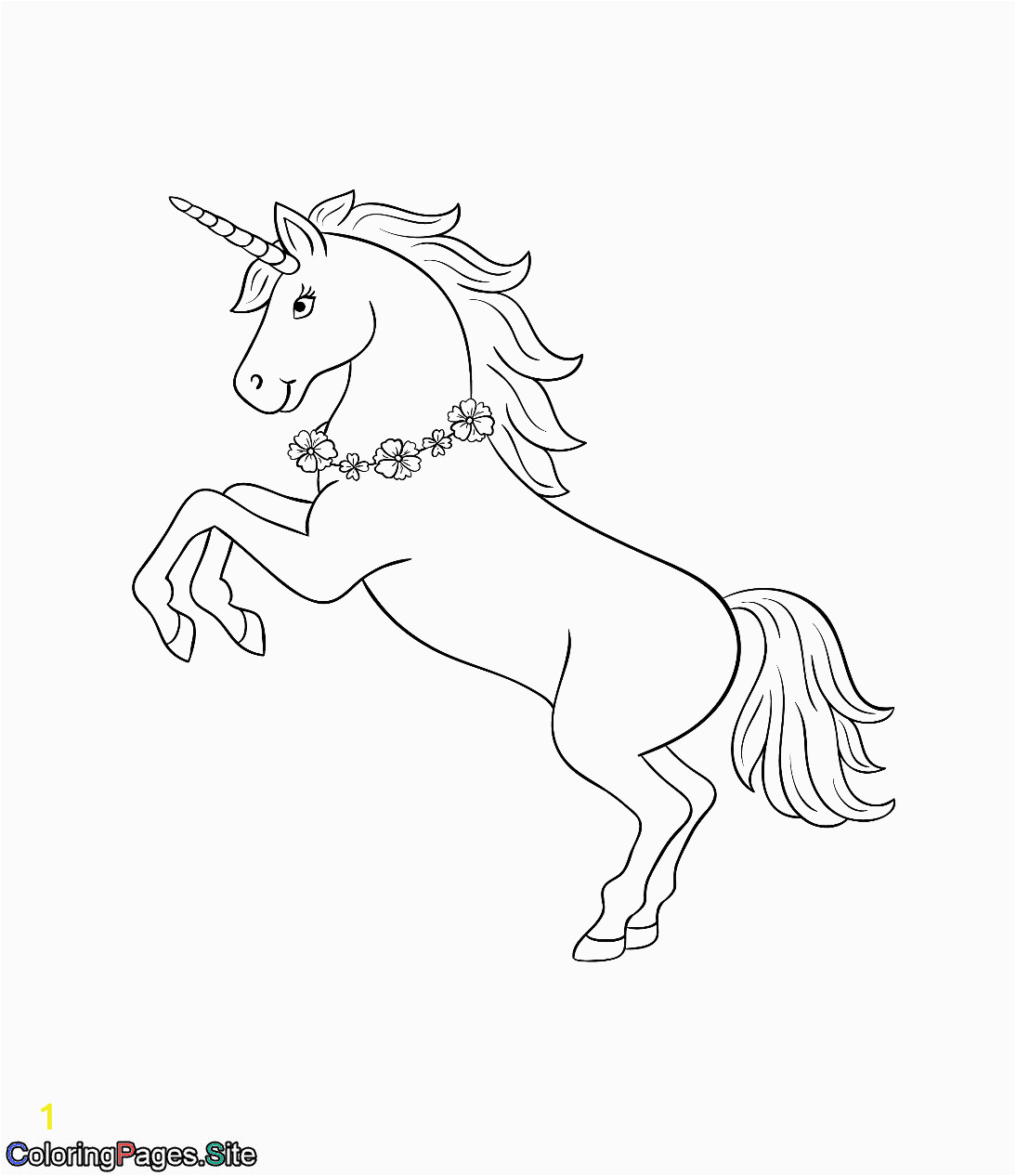 Unicorn with Wings Coloring Page Unicorn with A Flowers Necklace Coloring Page