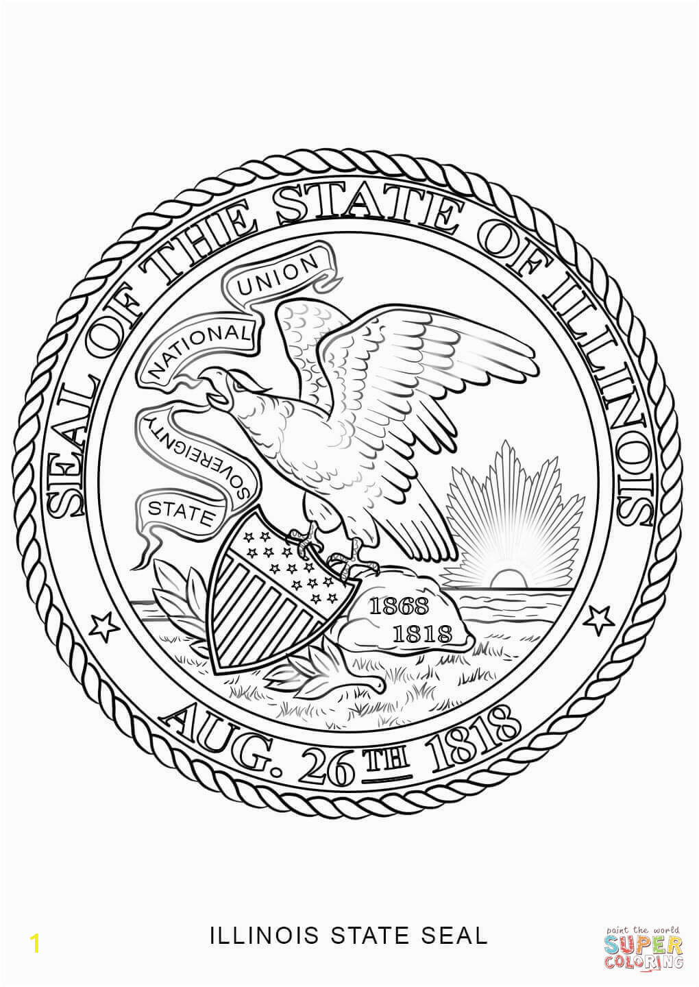 illinois state seal coloring page marvelous states book free