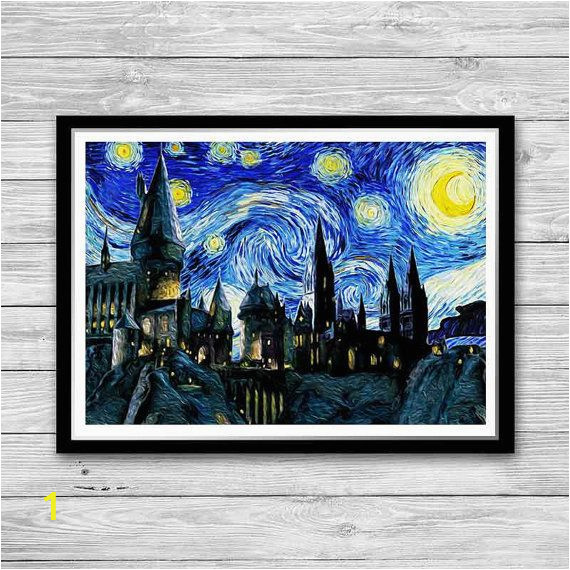 Vincent Van Gogh Wall Murals Hogwarts Castle Starry Night Print Van Gogh Reproduction Of