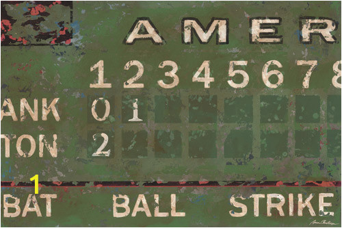 Green Vintage Scoreboard Baseball Wall Art PE0300